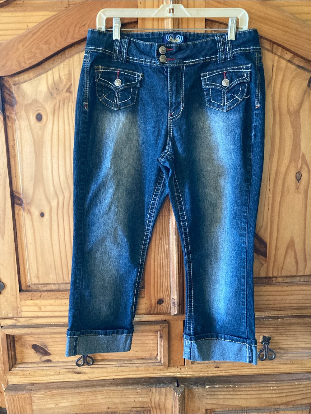 Women Angels blue capri crop cuffed jeans size 12